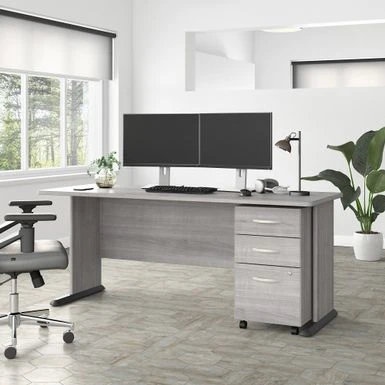 Studio A 72W Computer Desk With Drawers By Bush Business Furniture - Storm Gray 2 Studio A 72W Computer Desk With Drawers By Bush Business Furniture - Storm Gray - Image 2