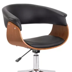 Bellevue Mid-Century Office Chair In Chrome Finish With Black Faux Leather And Walnut Veneer 11 Bellevue Mid-Century Office Chair In Chrome Finish With Black Faux Leather And Walnut Veneer -Felloweis Store ca33d02f 1f0c 4922 83e8 7db79dd63800