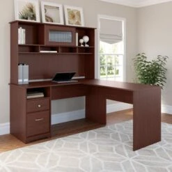 Cabot 60W L Shaped Computer Desk With Hutch By Bush Furniture - Ash Gray -Felloweis Store ca574ef3 5127 4aac 9bd7 c941dd43bdeb