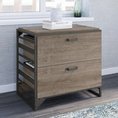 Lateral File Cabinet In Rustic Grey - Grey 9 Lateral File Cabinet In Rustic Grey - Grey - Image 9