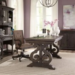 Bellamy Traditional Weathered Peppercorn Upholstered Desk Chair -Felloweis Store cd03b05e cb74 4b92 99bc d2cc5bc44c75