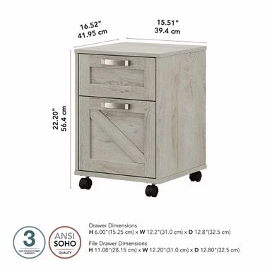 Cottage Grove 2 Drawer Mobile File Cabinet By Bush Furniture - Restored Gray 13 Cottage Grove 2 Drawer Mobile File Cabinet By Bush Furniture - Restored Gray - Image 13