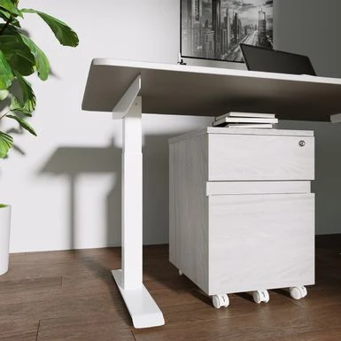 Porch & Den Kinnear Office Rolling Two Drawer Storage File Cabinet With Lock - Grey 5 Porch & Den Kinnear Office Rolling Two Drawer Storage File Cabinet With Lock - Grey - Image 5