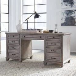 Lancaster Traditional Dove Tail Grey Executive Desk - Dove Tail Grey - Pine Finish/Washed/Distressed