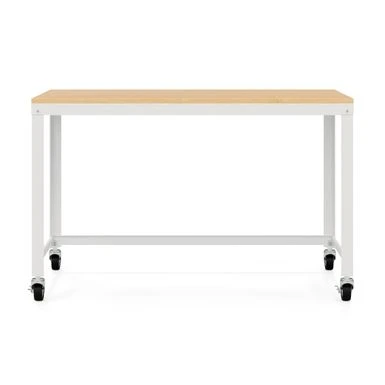 Space Solutions 48" W Mobile Metal Desk With Laminate Top, Black/Maple - White 6 Space Solutions 48" W Mobile Metal Desk With Laminate Top, Black/Maple - White - Image 6