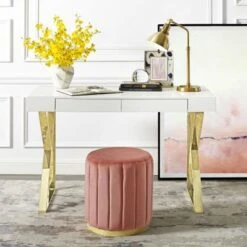 Silver Orchid Serra High Gloss Modern Desk - Black-Gold -Felloweis Store cec32b9c 6030 4529 b5ca c6ad2dcdf4ce