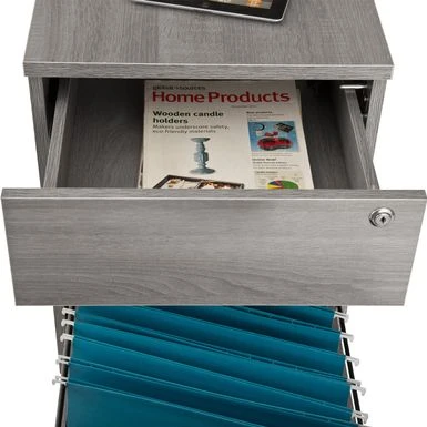 Porch & Den Kinnear Office Rolling Two Drawer Storage File Cabinet With Lock - Grey 8 Porch & Den Kinnear Office Rolling Two Drawer Storage File Cabinet With Lock - Grey - Image 8