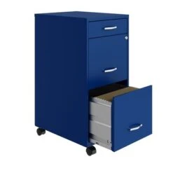 Space Solutions 18" Deep 3 Drawer Mobile File Cabinet, Classic Blue - Blue - Letter -Felloweis Store cef94a3a 399a 4b69 ab86 0baff4899d40