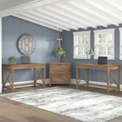 Key West 2 Person Desk Set With Lateral File Cabinet By Bush Furniture - Shiplap Gray -Felloweis Store cf219fab 3011 4b56 9fa9 cfadf91e0e06