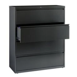 8000 Series 42" Wide 4-Drawer Lateral File Cabinet, Charcoal - Locking - Grey - Steel/Metal