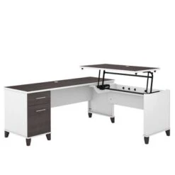 Bush Somerset 72W 3 Position Sit To Stand L Shaped Desk In Ash Gray - White -Felloweis Store d244754f 2d82 4c52 8c75 01806721d6a2