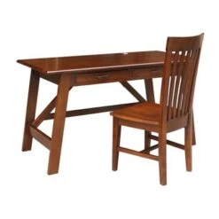 Serendipity Solid Wood Desk With 2 Drawers And Chair - Washed Gray Taupe -Felloweis Store d267377c 4f47 4c58 a34f a3ec46d3623f