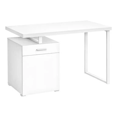 Computer Desk/ Home Office/ Laptop/ Left/ Right Set-up/ Storage Drawers/ 48"L/ Work/ Metal/ Laminate/ White/ Contemporary/ Modern 2 Computer Desk/ Home Office/ Laptop/ Left/ Right Set-up/ Storage Drawers/ 48"L/ Work/ Metal/ Laminate/ White/ Contemporary/ Modern - Image 2