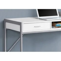 Computer Desk/ Home Office/ Laptop/ Storage Drawers/ 48"L/ Work/ Metal/ Laminate/ White/ Grey/ Contemporary/ Modern -Felloweis Store d31610d1 656a 4fc2 8408 952d7f01864c