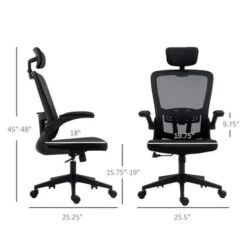 HOMCOM Vinsetto High Back Mesh Chair, Home Office Task Computer Chair With Adjustable Height, Lumbar Back Support, Headrest, And Arms - Black 29 HOMCOM Vinsetto High Back Mesh Chair, Home Office Task Computer Chair With Adjustable Height, Lumbar Back Support, Headrest, And Arms - Black -Felloweis Store d37d9851 8ab4 4ada a937 0f3bbd224dd3