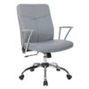 Faux Leather Office Chair With Chrome Base And Built-In Lumbar Support - White
