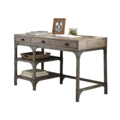 Acme Furniture Gorden Weathered Oak And Antique Silver Desk - Weathered Oak And Antique Silver