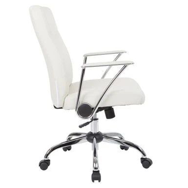 Faux Leather Office Chair With Chrome Base And Built-In Lumbar Support - White 14 Faux Leather Office Chair With Chrome Base And Built-In Lumbar Support - White - Image 14