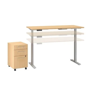 Move 60 Series By 72W Height Adjustable Standing Desk With Storage - Mocha Cherry 3 Move 60 Series By 72W Height Adjustable Standing Desk With Storage - Mocha Cherry - Image 3