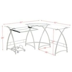 Computer Desk- L Shape With Keyboard Tray - Silver -Felloweis Store d5bb1a95 6b26 489b 8fdf 97ed2d02d926