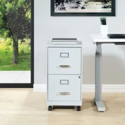 Metal File Cabinet - Grey W/Casters