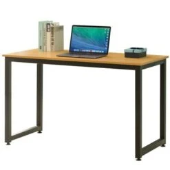 Wooden Writing Desk Homes Office Table With Sturdy Metal Frame, Cherry - Cherry 13 Wooden Writing Desk Homes Office Table With Sturdy Metal Frame, Cherry - Cherry -Felloweis Store d736f843 ab61 4e73 9267 bb6ae5fc1041