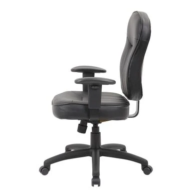 Boss Black Leather Task Chair W/ Adjustable Arms - Black 3 Boss Black Leather Task Chair W/ Adjustable Arms - Black - Image 3