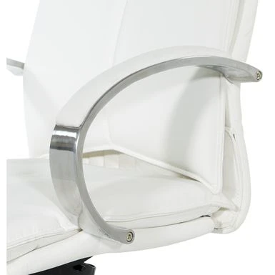 Deluxe High Back Executive Chair With Polished Aluminum Base And Padded Arms - White 10 Deluxe High Back Executive Chair With Polished Aluminum Base And Padded Arms - White - Image 10