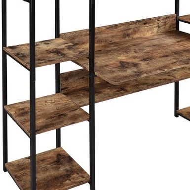 Moda Computer Workstation With Storage Bookshelf - Brown 6 Moda Computer Workstation With Storage Bookshelf - Brown - Image 6