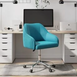 Corvus Braff Velvet Upholstered Adjustable Ergonomic Office Chair - Cherry -Felloweis Store d8800551 8928 4361 8597 e619cd9be5d6