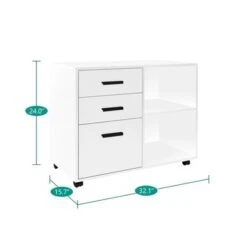 Parker Rolling Office Cabinet With Drawers, Lateral Desk Cabinet Organizers, Racks & Shelves, Office Drawer Unit - White -Felloweis Store d8841b57 dc59 4b50 8c39 4e415700ed23