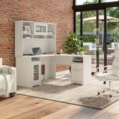 Cabot 60W L-Shaped Desk With Hutch And Storage By Bush Furniture - Heather Gray 17 Cabot 60W L-Shaped Desk With Hutch And Storage By Bush Furniture - Heather Gray - Image 17