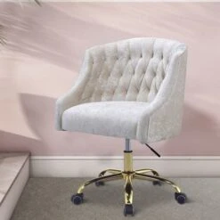 Swivel Velvet Upholstered Office Chair With Adjustable Height And Metal Base, Cream And Gold - Adjustable Height - Low Back - Desk Chairs - Metal - Assembly Required - Cream Pearl/Jet Crystal - Modern & Contemporary 11 Swivel Velvet Upholstered Office Chair With Adjustable Height And Metal Base, Cream And Gold - Adjustable Height - Low Back - Desk Chairs - Metal - Assembly Required - Cream Pearl/Jet Crystal - Modern & Contemporary -Felloweis Store da7942f5 0d8b 4f2a 897f f18cfaa50106