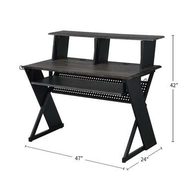 Acme Rectangular Music Desk Table With Earphone Rack - Natural And Black 4 Acme Rectangular Music Desk Table With Earphone Rack - Natural And Black - Image 4