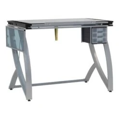 Studio Designs Futura Advanced Silver Metal Drafting Table With Glass Tabletop - Silver -Felloweis Store dbd523f5 6747 45ce b9dc e8fb992b656a