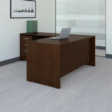Series C 66W L Shaped Desk With Drawers By Bush Business Furniture - Hansen Cherry/Graphite Gray 9 Series C 66W L Shaped Desk With Drawers By Bush Business Furniture - Hansen Cherry/Graphite Gray - Image 9