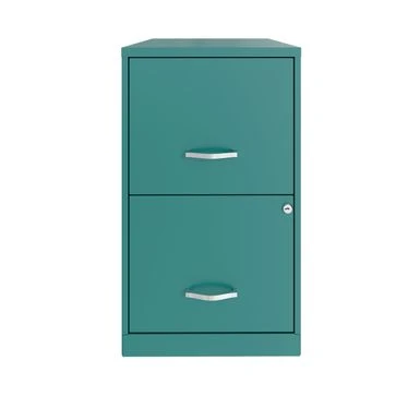 Space Solutions 18in. 2 Drawer Metal File Cabinet, Teal - Silver - Letter 4 Space Solutions 18in. 2 Drawer Metal File Cabinet, Teal - Silver - Letter - Image 4
