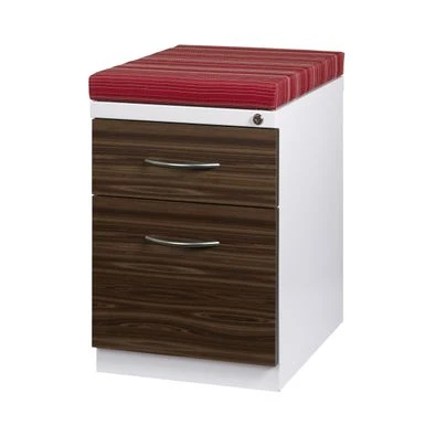 Hirsh 20-inch Deep Mobile Pedestal File 2-Drawer Box/File With Laminate Drawer Fronts And Seat Cushion, White/Heat Wave/Walnut - White - Letter 2 Hirsh 20-inch Deep Mobile Pedestal File 2-Drawer Box/File With Laminate Drawer Fronts And Seat Cushion, White/Heat Wave/Walnut - White - Letter - Image 2