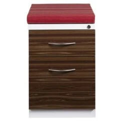 Hirsh 20-inch Deep Mobile Pedestal File 2-Drawer Box/File With Laminate Drawer Fronts And Seat Cushion, White/Heat Wave/Walnut - White - Letter