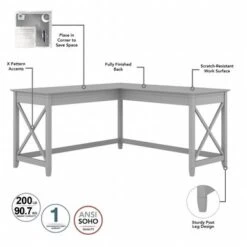 Key West 60W L Shaped Desk With Mobile File Cabinet By Bush Furniture - Washed Gray -Felloweis Store df04a35c 33df 4a79 a281 0ec4b62db6e8