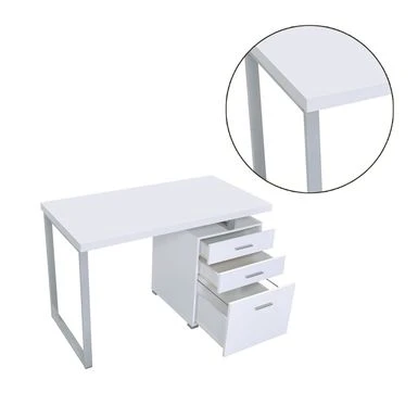 Writing Desk With File Drawer In White - Finish Color: White And Silver 5 Writing Desk With File Drawer In White - Finish Color: White And Silver - Image 5