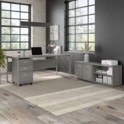 Hybrid 72W X 30D Computer Table Desk By Bush Business Furniture - Platinum Gray -Felloweis Store e0770f85 2cff 4aa0 a18f 4837b57d292e