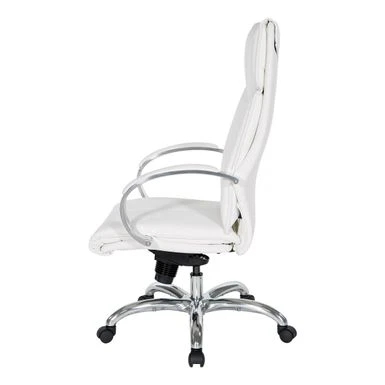 Deluxe High Back Executive Chair With Polished Aluminum Base And Padded Arms - White 7 Deluxe High Back Executive Chair With Polished Aluminum Base And Padded Arms - White - Image 7