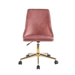 Porthos Home Rae Office Chair, Velvet Upholstery, Gold Chrome Legs - Pink -Felloweis Store e0978f91 837d 468f adf1 ef0fe57b71df
