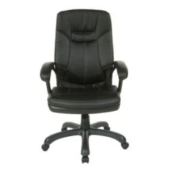 Executive Faux Leather High-Back Office Chair With Contrast Stitching - Black -Felloweis Store e1921118 5eff 4094 a17d a66c40823995