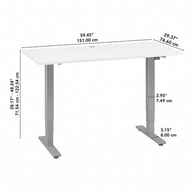 Cabot 60W Electric Height Adjustable Standing Desk By Bush Furniture - White/Cool Gray Metallic 6 Cabot 60W Electric Height Adjustable Standing Desk By Bush Furniture - White/Cool Gray Metallic - Image 6
