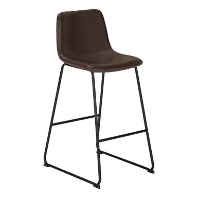 Office Chair/ Bar Height/ Standing/ Computer Desk/ Work/ Pu Leather Look/ Metal/ Brown/ Black/ Contemporary/ Modern 2 Office Chair/ Bar Height/ Standing/ Computer Desk/ Work/ Pu Leather Look/ Metal/ Brown/ Black/ Contemporary/ Modern - Image 2