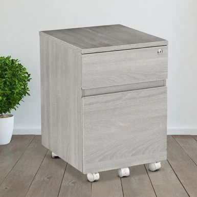 Porch & Den Kinnear Office Rolling Two Drawer Storage File Cabinet With Lock - Grey 3 Porch & Den Kinnear Office Rolling Two Drawer Storage File Cabinet With Lock - Grey - Image 3