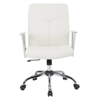 Faux Leather Office Chair With Chrome Base And Built-In Lumbar Support - White 12 Faux Leather Office Chair With Chrome Base And Built-In Lumbar Support - White - Image 12