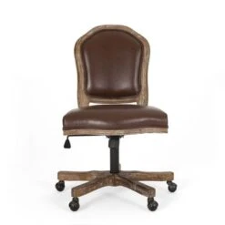 Scilley Upholstered Swivel Office Chair By Christopher Knight Home - Dark Brown + Natural -Felloweis Store e676168e 6283 4217 9e06 352d557d79cc